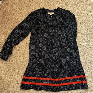 LOFT Blue and Red Patterned Dress